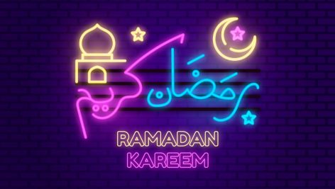 طرح لایه باز ماه رمضان ramadan neon sign