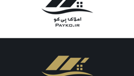 دانلود لوگوی هندسی سیاه و طلایی املاک – لایه باز PSD