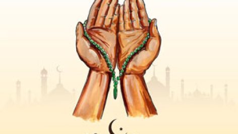 دانلود وکتور دست دعا با تسبیح رمضان