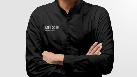 موکاپ پیراهن مردانه مشکی در تن مدل