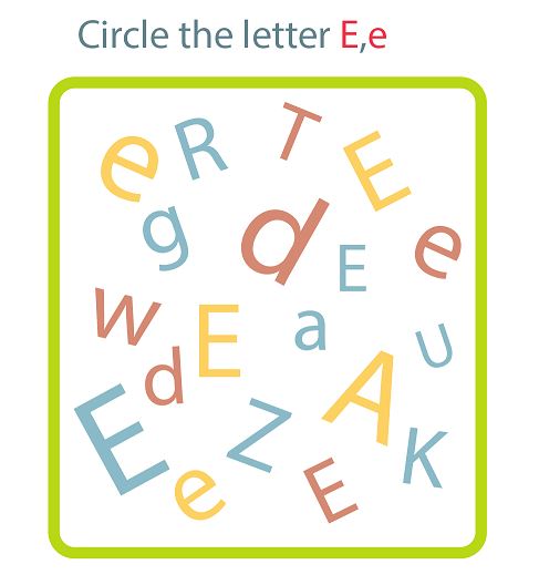 طرح لایه باز آموزش حرف E انگلیسی برای کودکان