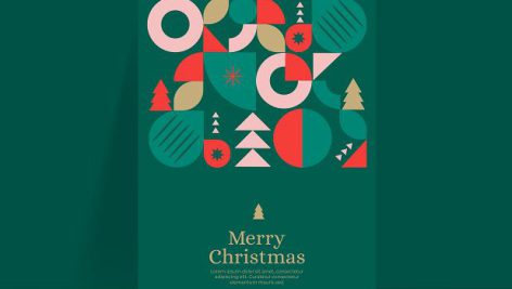دانلود طرح لایه باز کارت پستال کریسمس مبارک با المان های کریسمسی | PSD | EPS
