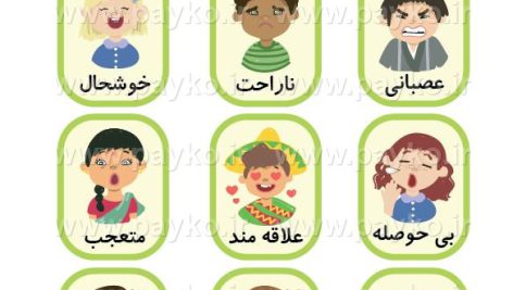 دانلود طرح لایه باز فلش کارت احساسات برای کودکان | PSD و EPS | فارسی