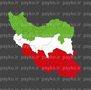 طرح لایه باز نقشه ایران به رنگ پرچم