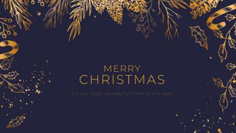 دانلود وکتور تبریک کریسمس با حاشیه گل های طلایی کریسمسی | EPS