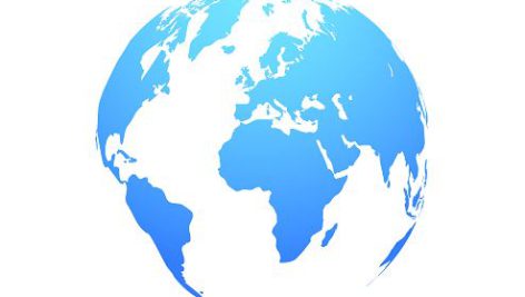 وکتور نقشه جهان روی کره زمین | وکتور کره زمین آبی | EPS