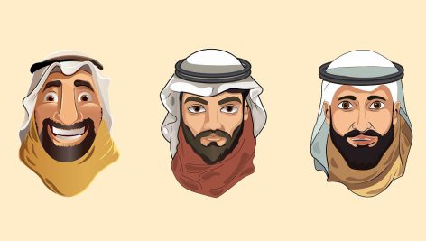 وکتور مرد عرب مجموعه سه عددی | وکتور کاراکتر مرد عرب | eps