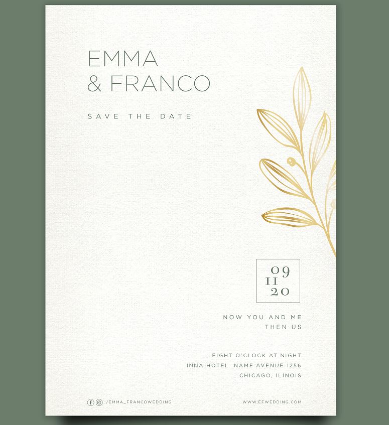 دانلود طرح لایه باز کارت عروسی ساده با بک گراند سفید
