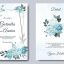 وکتور کارت دعوت عروسی با حاشیه گل و برگ آبی